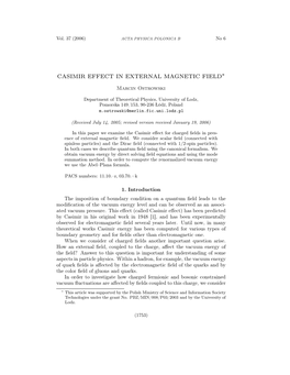 Casimir Effect in External Magnetic Field∗