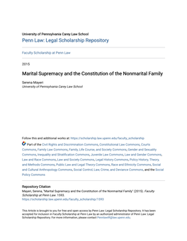 Marital Supremacy and the Constitution of the Nonmarital Family