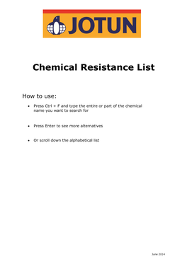 Chemical Resistance List 2014