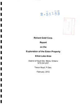 Prospecting Report on Elliot Lake Area