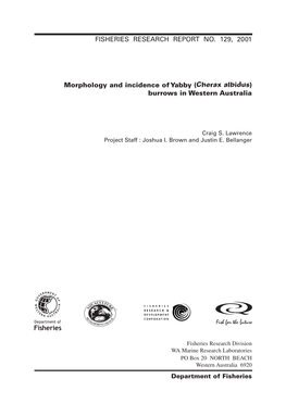 Morphology and Incidence of Yabby (Cherax Albidus) Burrows in Western Australia