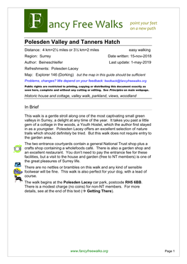 Polesden Lacey and Tanners Hatch