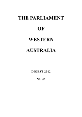 The Parliament of Western Australia Digest 2012 First