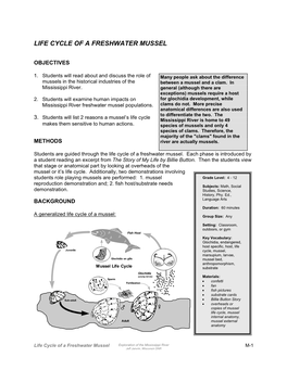 Life Cycle of a Freshwater Mussel