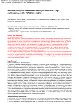 Differential Diagnosis of Hereditary Hemolytic Anemias in a Single Multiscreening Test by TGA/Chemometrics