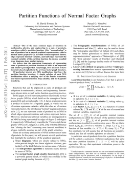 Partition Functions of Normal Factor Graphs