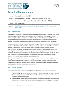 Case Study Analysis of HCT Treatments in Subject: Mixed Traffic