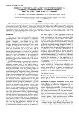 Effects of Stratification at Different Temperatures on the Embryo Differentiation and Development of Paris Polyphylla Va R