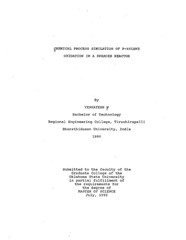 Chemical ~Rocess Simulation of P-Xylene Oxidation In,A Sparger Reactor