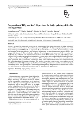 And Zno Dispersions for Inkjet Printing of Flexible Sensing Devices