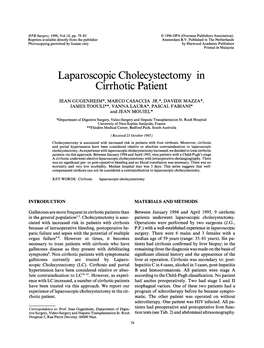 Laparoscopic Cholecystectomy Cirrhotic Patient