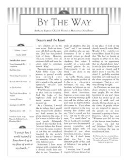 BY the WAY Bethany Baptist Church Women’S Ministries Newsletter