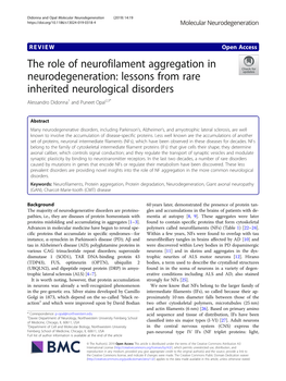 Lessons from Rare Inherited Neurological Disorders Alessandro Didonna1 and Puneet Opal2,3*