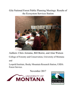 Gila National Forest Public Planning Meetings: Results of the Ecosystem Services Station