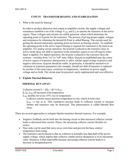 Biasing and Stabilization