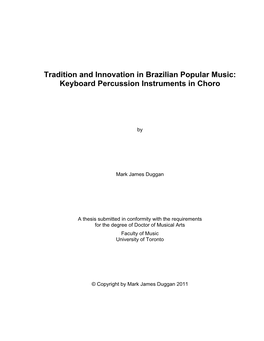 Tradition and Innovation in Brazilian Popular Music: Keyboard Percussion Instruments in Choro