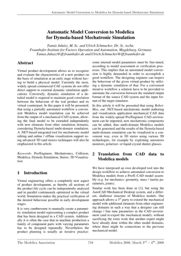 Automatic Model Conversion to Modelica for Dymola-Based Mechatronic Simulation