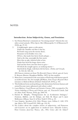 Introduction : Avian Subjectivity, Genre, and Feminism 1