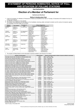 Statement of Persons Nominated, Notice of Poll and Situation of Polling Stations