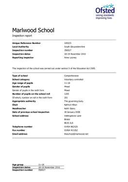 Marlwood School Inspection Report