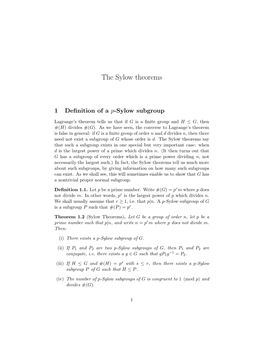 The Sylow Theorems