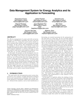 Data Management System for Energy Analytics and Its Application to Forecasting