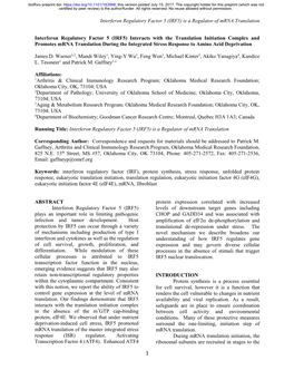 Interferon Regulatory Factor 5 (IRF5) Is a Regulator of Mrna Translation