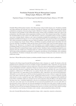 Perubahan Penduduk Wilayah Metropolitan Lanjutan Klang-Langat, Malaysia, 1957-2000