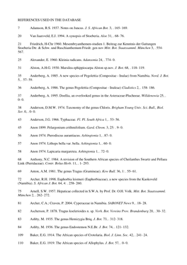 REFERENCES USED in the DATABASE 7 Adamson, R.S. 1937