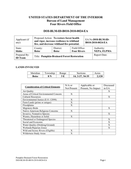 Pumpkin Brainard Forest Health Environmental Assessment