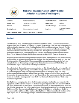 National Transportation Safety Board Aviation Accident Final Report