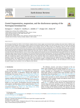 Crustal Fragmentation, Magmatism, and the Diachronous Opening of the T Norwegian-Greenland Sea ⁎ Gernigon L.A, , Franke D.B, Geoffroy Cl