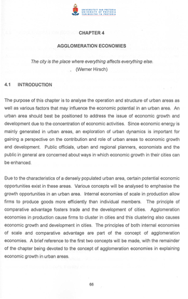CHAPTER 4 AGGLOMERATION ECONOMIES the City Is the Place