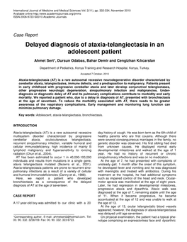 Delayed Diagnosis of Ataxia-Telangiectasia in an Adolescent Patient