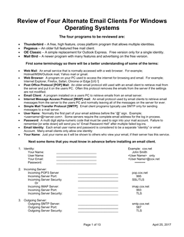 Review of Four Alternate Email Clients for Windows Operating Systems