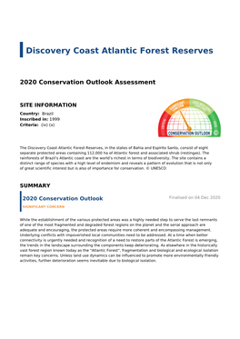 2020 Conservation Outlook Assessment