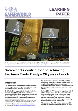 Saferworld's Contribution to Achieving the Arms Trade Treaty