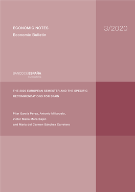 The 2020 European Semester and the Specific Recommendations for Spain