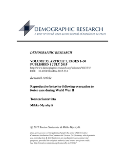 Reproductive Behavior Following Evacuation to Foster Care During World War II