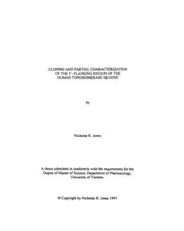 Clomg and PARTIAL CWCTERLZA'tton of the 5'- Flanking REGION of the HUMAN TOPOISOMERASE IIP GENE