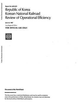 Republic of Korea Korean National Railroad Review of Operational