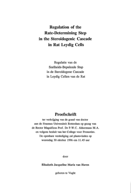 Regulation of the Rate-Determining Step in the Steroidogenic Cascade in Rat Leydig Cells