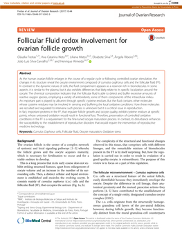 Follicular Fluid Redox Involvement for Ovarian Follicle Growth