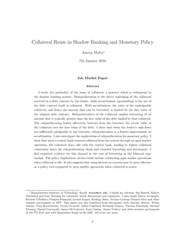 Collateral Reuse in Shadow Banking and Monetary Policy