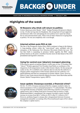 Highlights of the Week