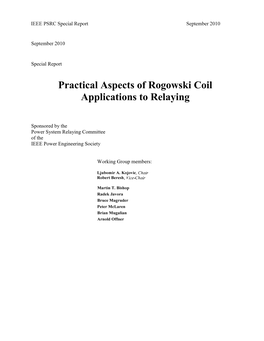 Practical Aspects of Rogowski Coil Applications to Relaying