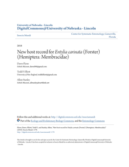 New Host Record for <I>Entylia Carinata</I> (Forster) (Hemiptera: Membracidae)