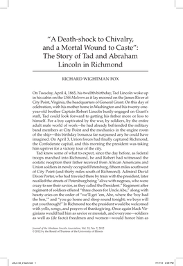 “A Death-Shock to Chivalry, and a Mortal Wound to Caste”: the Story of Tad and Abraham Lincoln in Richmond