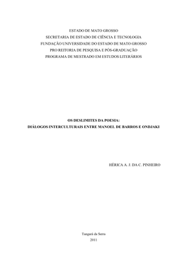 Os Deslimites Da Poesia: Diálogos Interculturais Entre Manoel De Barros E Ondjaki