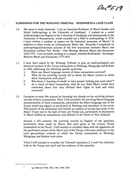 Submission for the Waitangi Tribunal - Muriwhenua Land Claim